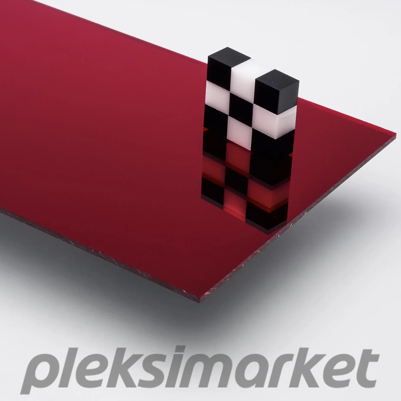 Kırmızı Ayna Pleksi Yapışkanlı