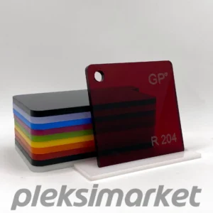 Transparan Koyu Kırmızı Dökme Pleksi Akrilik Levha
